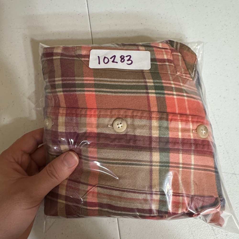 VTG Polo Ralph Lauren Shirt Mens XL Orange Brown Plaid Flannel Elbow Patches 90s - Picture 8 of 9